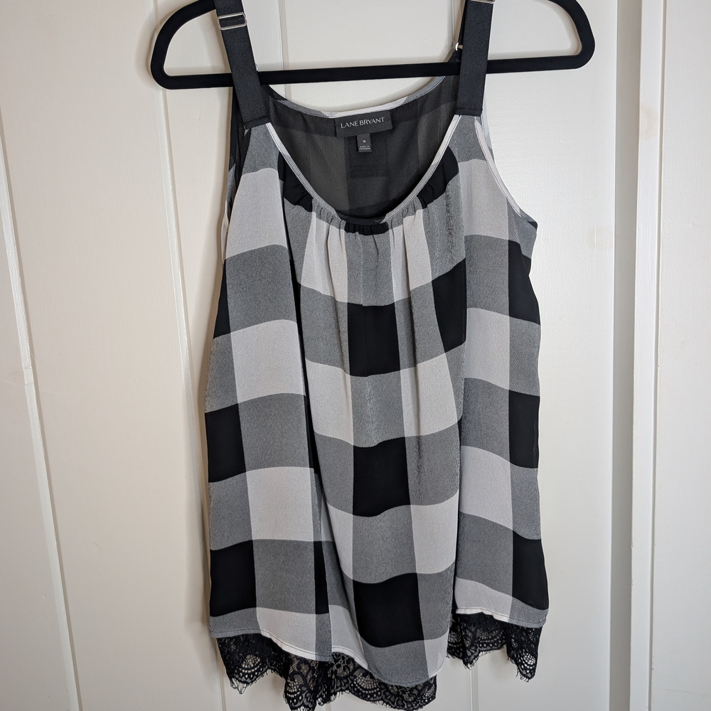 Lane Bryant Black and White Checkered Tank Top